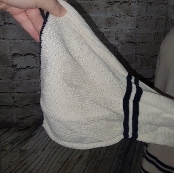 Anthropologie Knitted&Knotted Sweater Size M Cream/Blue - Picture 10 of 11